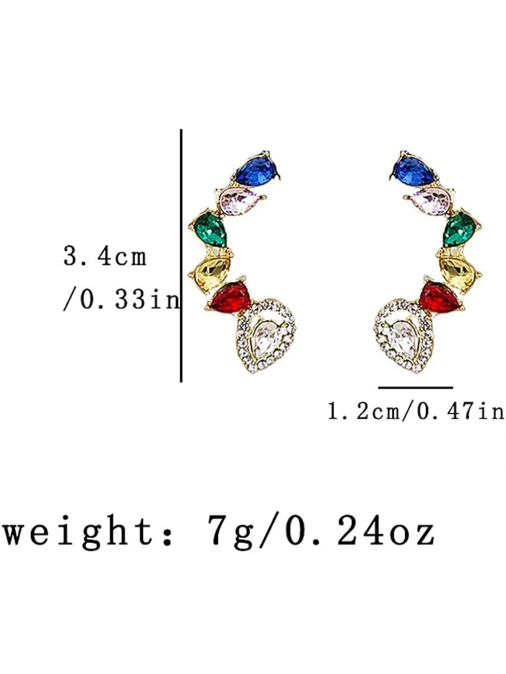 Anthropologie Multicolor Teardrop Crystal Curve Earrings